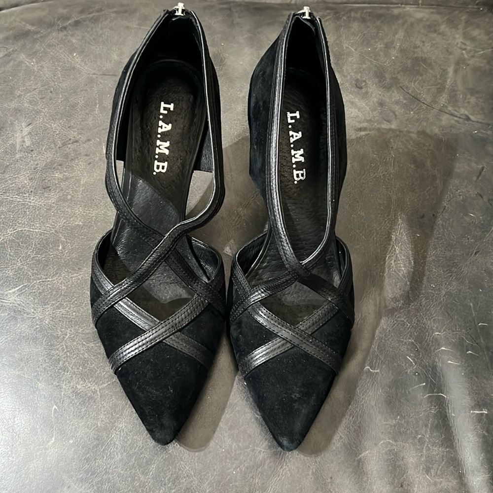 L.A.M.B. Black Suede Heel Size 7.5